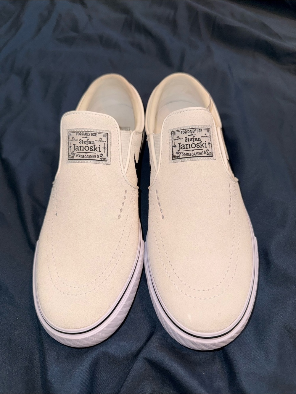 Nike SB Stefan Janoski+ Slip-On Suede  Shoes in Off-White